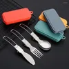 Dinnerware Sets Foldable Camping Spoon Fork Flatware Utensil Set Folding Picnic Cutlery Comes With Storage Box