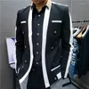 Herenpakken Koreaanse stijl gestreepte slanke nachtclub pak jas blazers para hombre vier seizoenen herfst mode casual blazer homme homme