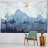 Tapisseries Mountain and Forest Tapestry Wall Hanging Art Wall Filt Hippie Dormitory Bakgrund Tygdekor R230815