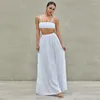 Sukienki robocze MUSUOS Summer Outifts Streetwear Solidna powiązanie zbiornikowe topy uprawy elastyczna talia A-line spódnica