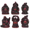 Decoratieve beeldjes Chinese Feng Shui Rosewood 6 Small Laughing Buddha Figurine C1024