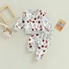 Set di abbigliamento Bambino Neonato Abbigliamento da calcio Set di outfit autunnali Top a maniche lunghe con stampa di rugby Pantaloni 0-3 anni