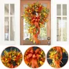 Other Event Party Supplies Artificial Autumn Wreath Maple Leaf White Pumpkin Halloween Thanksgiving Door Decor Pendant Garden Courtyard Garland 230815