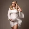 쉬폰 흰색 얇은 색 모성 복장 사진 소품 의류 여성 드레스 임신 사진 촬영 스튜디오 액세서리
