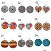 Dangle Chandelier Bohemian Printing Colorf Eardrop Womens Fashion Afro Wooden Earrings Wood Round Charm Hoop Jewelry Wholesale Drop Dhplm