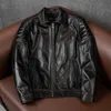 Giacche da uomo Brand Origin Genuine JackEtrider Vintage Black di qualità Nera Cow giacca da giacca Slip Short Short Short 230814