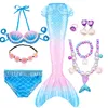 Speciale gelegenheden Fantasie Kinderen Mermaid Tails Zwemfeest Cosplay Kostuums Halloween Little Girls Swimsuit Bikini Set Bathing Suit 230814