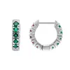 Hoop Earrings GESIDE Emerald And Ruby Rhodium Over Sterling Silver Earrings. Designer Bridal For Wedding Stud Jewelry