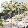 tall gold rectangle metal frame table flower stand for wedding centerpieces decoration Ocean express Rail Truck Widbg