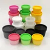 50G Candy Color Plastic Cosmetic Mask Cream Burkar med plastfoder kosmetisk grädde potten containe makeup ögon skugga nagelpulver smycken b qmir