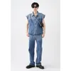 Men's Pants 2023 Spring Fashion Distressed Gradient Denim Suits Men Streetwear Vest Jacket Jeans 2 Piece Sets Unisex Daily Mens