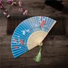 Dekorativa figurer Silkfläkt Vintage kinesisk japansk stil blomma vikning hem dekoration bröllop fest dans hand konst hantverk kvinnor gåva