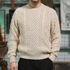 Men's Sweaters Crew Neck Knitted Sweater Cable Thick Regular Fit Black Khaki Vintage Pullover Designer Jumper Autumn Winter 230814