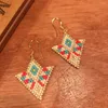 Dangle Earrings Rice Bead Hand Hinitte Retro Beaded Triangle Simple Bohemia Geometry Alloy Ma'am Fringe