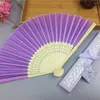 Dekorativa figurer 2st Classic Folding Fans Delicate Chinese Style Fan Bamboo Framework With Box for Women (Purple)