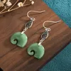 Stud Earrings Chinese Style Silver Needle High-end Niche Imitation Jade Elephant Retro Plating Color Female