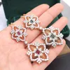 New designed Fashion Luxury full diamonds necklace four leaf lucky flower hollowed out earings studs Designer Jewelry Ear-999