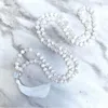 Chains WHITE SELENITE Crystal 108 Bead Knotted NecklaceMeditation Energy Yoga Jewelry Negativity Mala