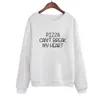 Damen Hoodies O-Neck Women Herbst Sudaderas Mujer Modedruck Pizza kann kein Briefe Sweatshirt brechen