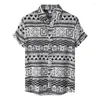 Camisas casuais masculinas estilo étnico estampado camisa impressa rua usa manga curta top havaiano solto