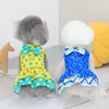 Hundhalsar Bow Harness and Treh Set Floral Summer Dress for Small Dogs Puppy Cat Vest Teddy Bichon Yorkies kläder husdjur prinsessan kjol