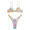 Costume da bagno da bagno femminile da bagno in bikini stampa separata da donna ha colpito la staffa in acciaio per raccogliere il costume da bagno biniki