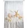 Vorhang, Seestern, Muschel, Stranddruck, durchsichtige Fenstervorhänge, Raum für Wohnzimmer, Schlafzimmer, Küche, Chiffon-Tüllvorhänge