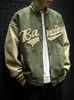 Men's Jackets Spring and Autumn Vintage Green Bomber Jacket Men's Jacket Hand Embroidery Trend Couple Baseball Uniform Men's Jacket Z230816