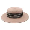 Cappelli a bordo largo stile primaverile Lettera di nastro con cappello di paglia di rafia Big Ladies Sun Seaside Vacate Travel di alta qualità
