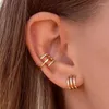 Backs oorbellen minimalistische ins clip voor vrouwen meisje zirkon cz oor manchet niet-piercing nep triple hoepel oorlang trend sieraden cadeau