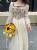 Lace Floral France Elegant Dres Chiffon Vintage Evening Party Midi Dress Female Print Beach Princess Fairy New 230808