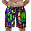 Herren Shorts Nordic Lines Board Sommer Abstrakte farbenfrohe Geometrie Casual Beach Running Schnell trockenes Design Schwimmstämme