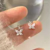Orecchini per borchie S925 Butterfly Crystal Ago d'argento per donne ragazze che penetrano per i gioielli da sposa EH1783