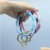 Nyckelringar ins mode monogrammade Sile Wristlet Pink Blue Camouflage Armelets Bangle Keyring Large Circle Keychain Armband Holder DHT53