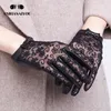 Five Fingers Luves Fashion Fashion Feminino Luvas de couro Spring e Autumn Fhin Sheepskin Luvas de renda preta Bow Luvas femininas-7018 230815