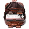 Sırt çantası Nesitu Kahve Siyah Kahverengi Vegatable Tenned Tam Tahıl Gerçek Deri 15.6 '' Dizüstü Bilgisayar Erkekleri Seyahat Çantası Yüksek Kalite