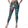 Dames leggings bloem print yogabroek sexy retro bloemen grafische hoge taille workout leggins vrouwen nieuwigheid rekbare sport legging