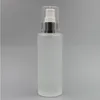 100 ml de verre de gel vide vaporisateur fine bouteille de brume 34 oz rechargeable distributeur de pompe à crème en verre rond collier d'argent d'or avec pulvérisation en aluminium Nmqr