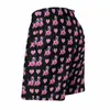 Shorts masculinos rosa e azul Poodle board corações Impressão calça curta