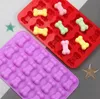 18 GRID 3D Sugar Fondant Cake Dog Bone Form Cutter Cookie Chocolate Silicone Forms Decorating Tools Kitchen Pastry Baking Mold