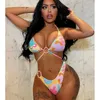 Women's Swimwear Women Sexy High Cut String Floral Bikini Sets Cute Underwire Swimsuits Push Up 2 Piece Bathing Suits