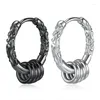 Hoop oorbellen KOFSAC Cool Punk Heren Black Gold Hop Round Earring Hanger voor mannen Sieraden 925 Zilveren geschenken