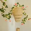 Flores decorativas 2M LED LED Artificial Silk Rose Flower Rattan String String Luz luzes Fake Garland para decoração de casamento em casa