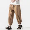 Herrenhose Japanisch Lose Jogger Streetwear Leinen Harajuku Stil Jogginghose gestreiftes Taschenbein 5xl