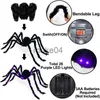 Neuheit Gegenstände Halloween Decoration Haunted Requisiten Black Scary Giant Simulation Spider mit lila LED LED Light Indoor Outdoor Haunted Dekoration J230815