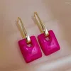 Hoop Earrings 2023 Bright Color Square Unique Jewelry For Women Pendant Appendix Personalized Simple