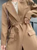 Kadınlar Blazers Trafo Kadın Moda ile Bağlı Sargı Kaplama Vintage Uzun Kollu Cepler Kadın Dış Giyim Şık Tops 230815