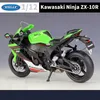 Welly 1 12 Kawasaki Ninja ZX10R Tung locomoti -simuleringslegering Motorcykelmodell Stötdämpare Collection Toy Car Gift T230815