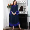 Etnische kleding Wepbel Eid Party Muslim Abaya Islamitische Tassel Maxi Dress Women Arabische pailletten Groene slin gewaad Kaftan