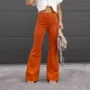 Women's Jeans Solid mid waist slim mini Bellbottoms AutumnWinter 2023 versatile Corduroy casual pants Large 230814